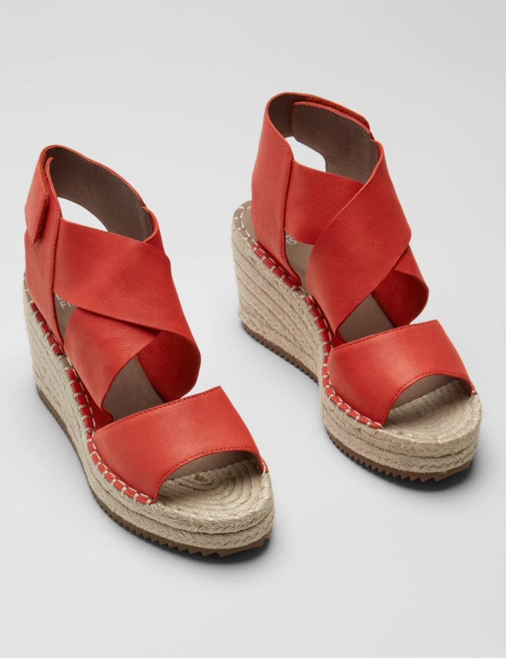 Eileen Fisher - Willow Tumbled Leather Espadrille- Red Poppy - Sz 11